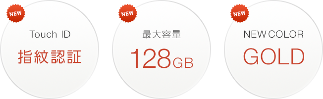 Touch ID 指紋認証 最大容量128GB NEW COLOR GOLD